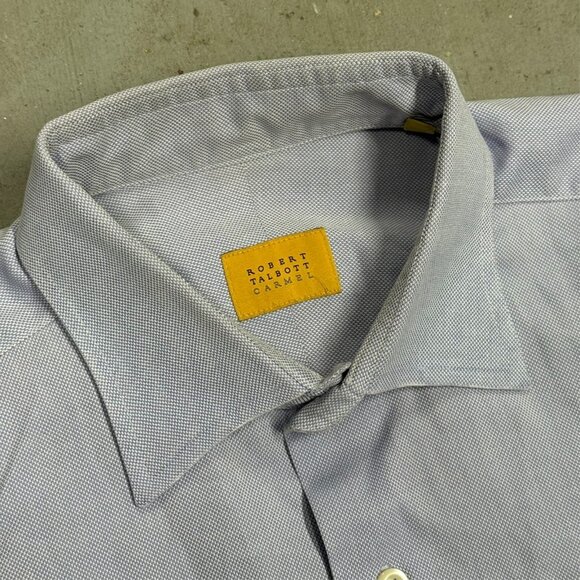 Robert Talbott Carmel Oxford Dress Shirt 15 1/5 R Blue Cotton Medium - Picture 5 of 8